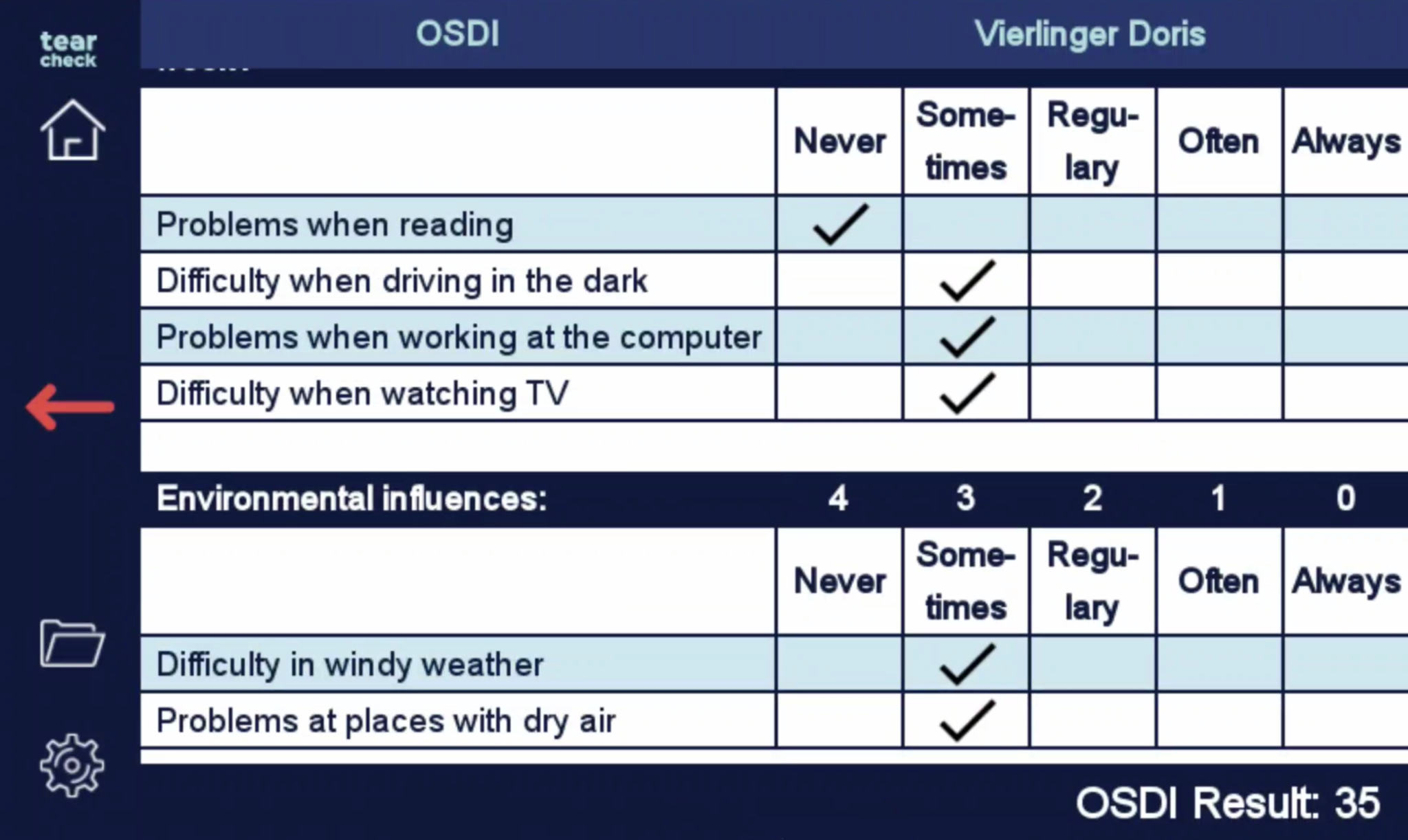 OSDI questionnaire - tearcheck