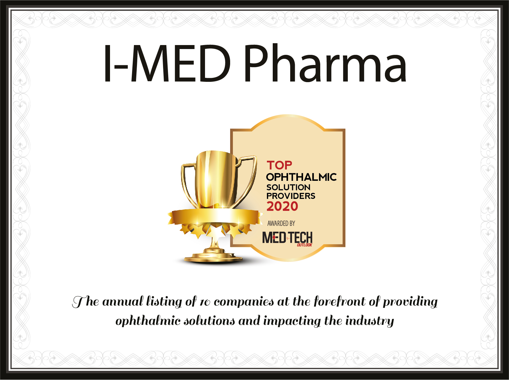 I-MED PHARMA IS NAMED AS A TOP OPHTHALMIC SOLUTION PROVIDER OF 2020!