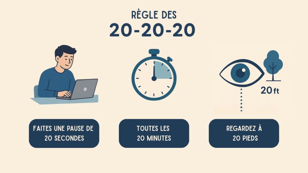 La règle du 20-20-20 pour gérer la fatigue visuelle numérique 